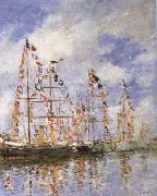 Eugene Boudin Sailing Ships at Deauville France oil painting artist